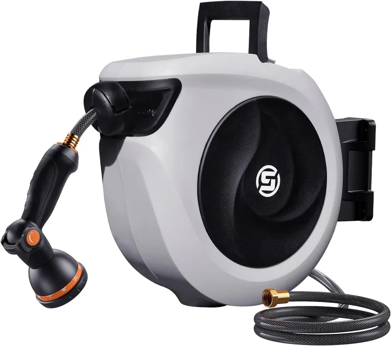 SUNPOW Retractable Garden Hose Reel 1 2 Inch x 33ft